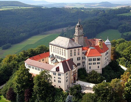 Luftaufnahme von Schloss Baldern
