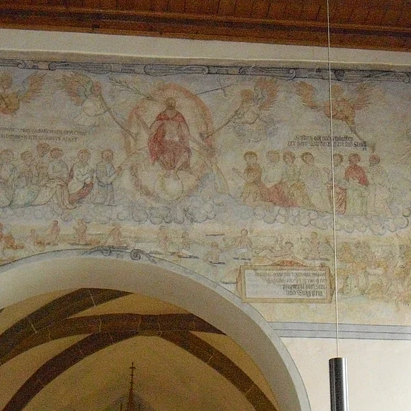 Eine Wandmalerei in der Pfarrkirche St. Blasius