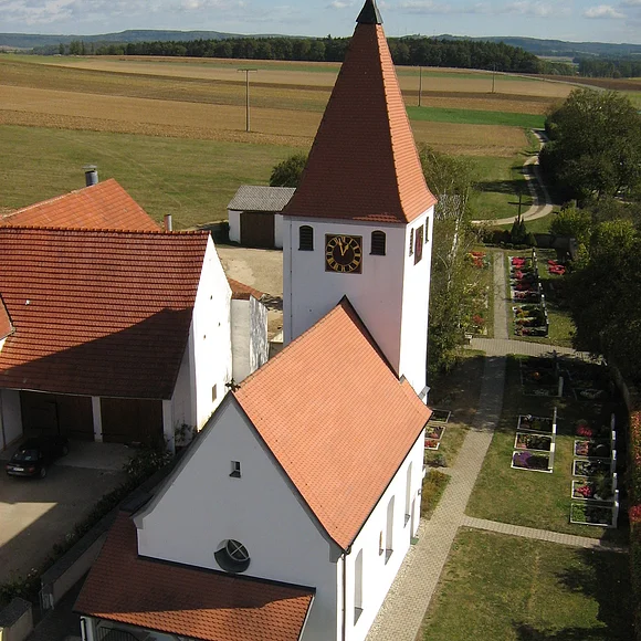 St. Nikolauskirche zu Dornstadt von "oben", d.h. von der Feuerwehrleiter