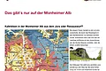 Geopark Infostelle Monheim Eine Informationstafel über die Monheimer Alb mit Karten, Texten und Bildern zu Kalkfelsen und Dolinen. Oben rechts im Eck das Logo der Stadt Monheim, oben links das Logo der Monheimer Alb.