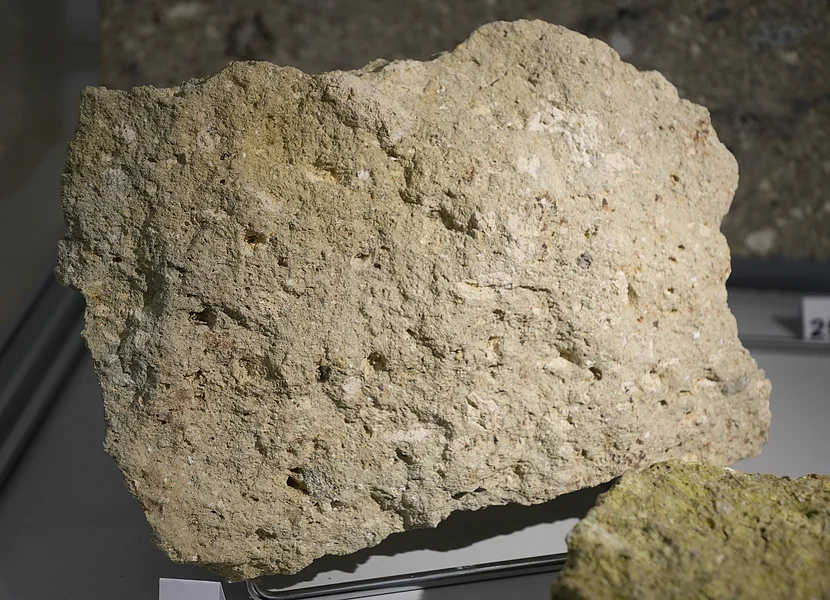 Suevit aus dem Kalksteinbruch Heroldingen Zu sehen ist ein Stück Suevit aus dem Kalksteinbruch Heroldingen.