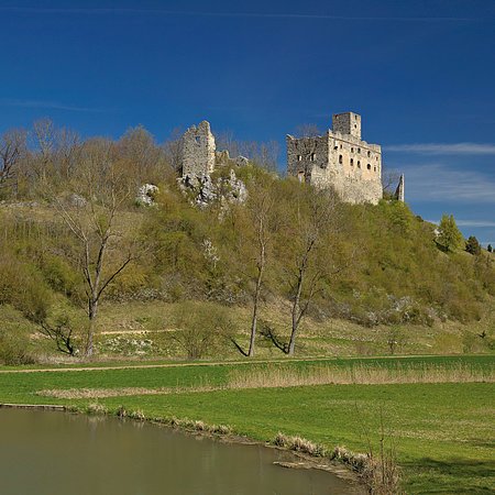 Die Burgruine Niederhaus liegt am südwestlichen Kraterrand