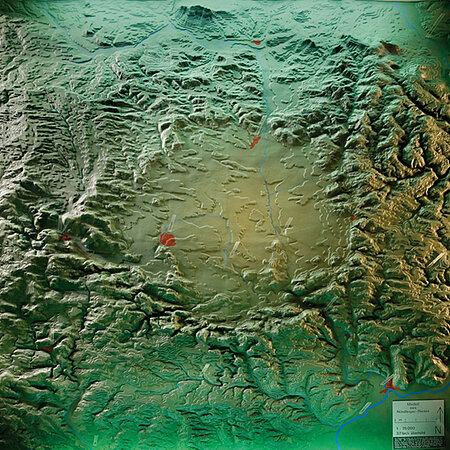 Model of Ries Crater, scale 3.7 (Ries Crater Museum Nördlingen)