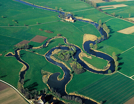 Meandering Wörnitz between Fürfäll and Ziegelmühle