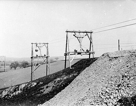 Ab 1924 Transport mit Drahtseilbahn nach Möttingen